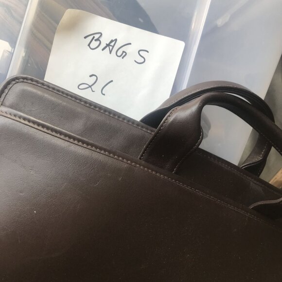 JACK ROGERS Mens Executive Leather Briefcase Messenger Bag Brown Zip Top 16" - Picture 12 of 12